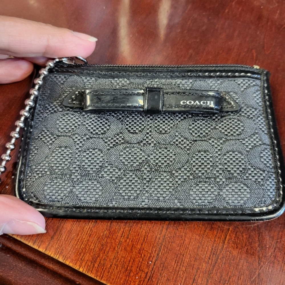 Coach Black credit card holder with zip pocket for change